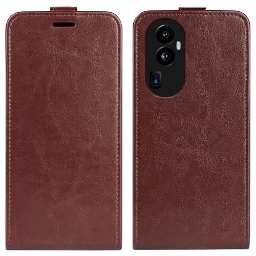 

For OPPO Reno10 Pro+ R64 Texture Single Vertical Flip Leather Phone Case(Brown)