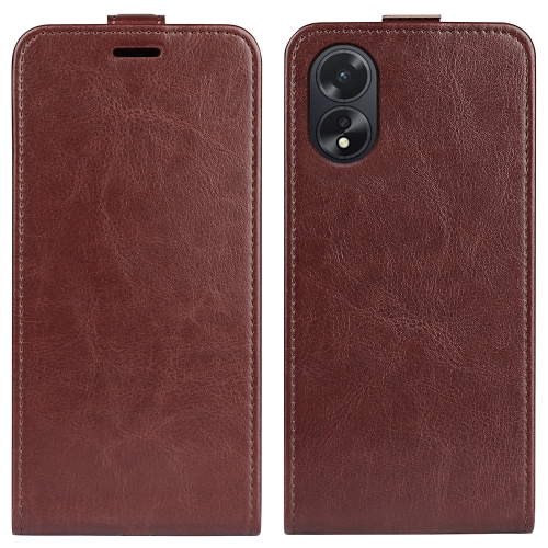 

For OPPO A38 R64 Texture Single Vertical Flip Leather Phone Case(Brown)