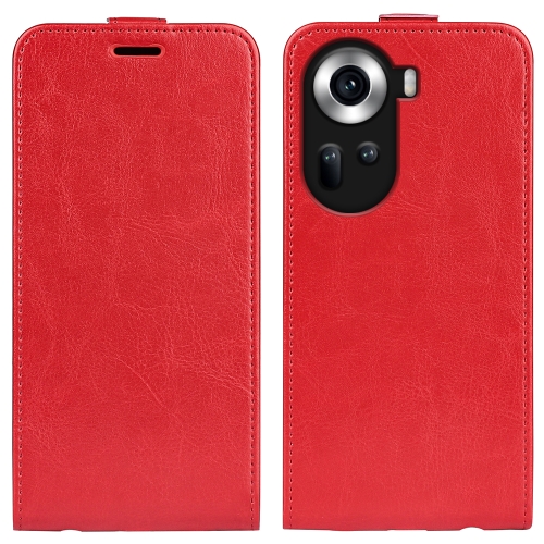 

For OPPO Reno11 5G Global R64 Texture Single Vertical Flip Leather Phone Case(Red)