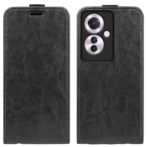 

For OPPO Reno11 F 5G R64 Texture Single Vertical Flip Leather Phone Case(Black)