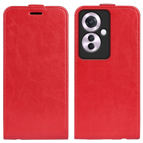 

For OPPO Reno11 F 5G R64 Texture Single Vertical Flip Leather Phone Case(Red)