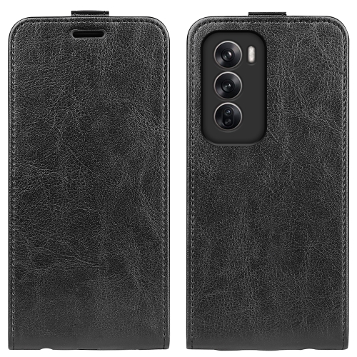 

For OPPO Reno12 Pro 5G Global R64 Texture Single Vertical Flip Leather Phone Case(Black)
