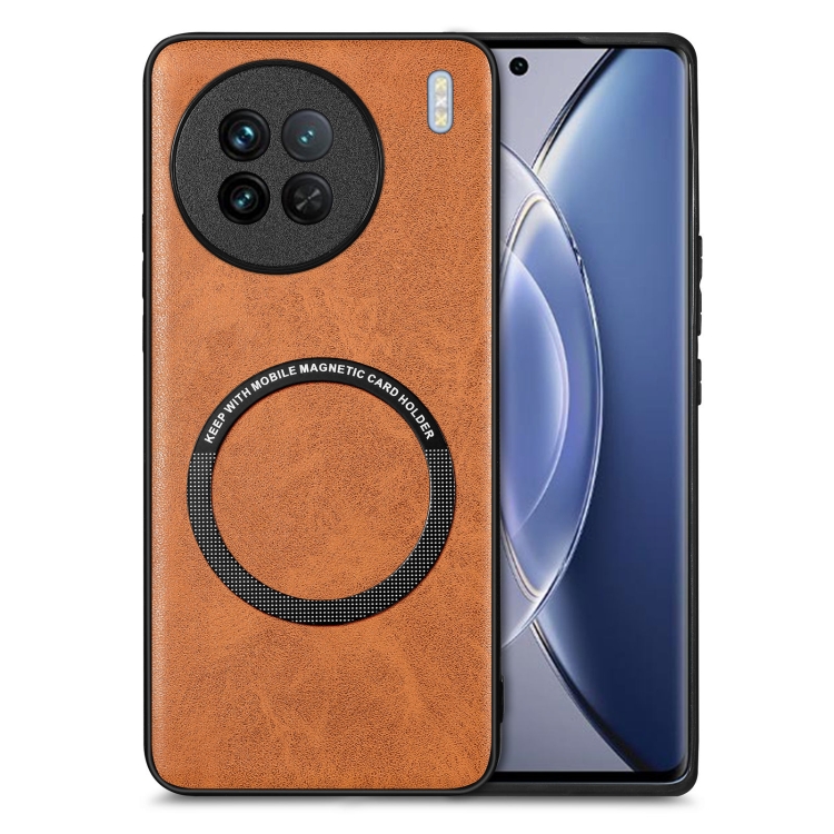

For vivo X90 Solid Color Leather Skin Back Cover Phone Case(Brown)