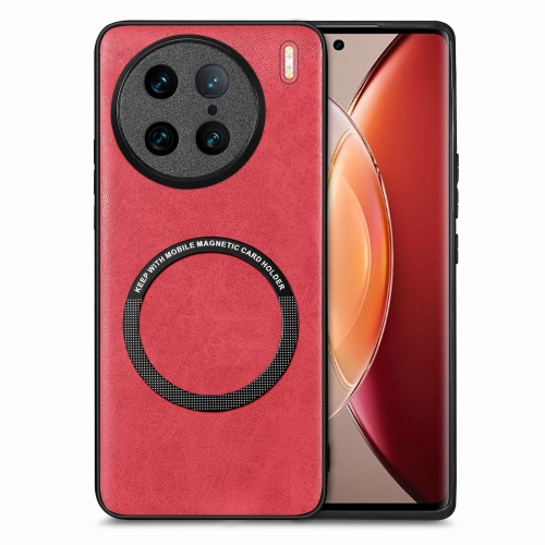 

For vivo X90 Pro Solid Color Leather Skin Back Cover Phone Case(Red)