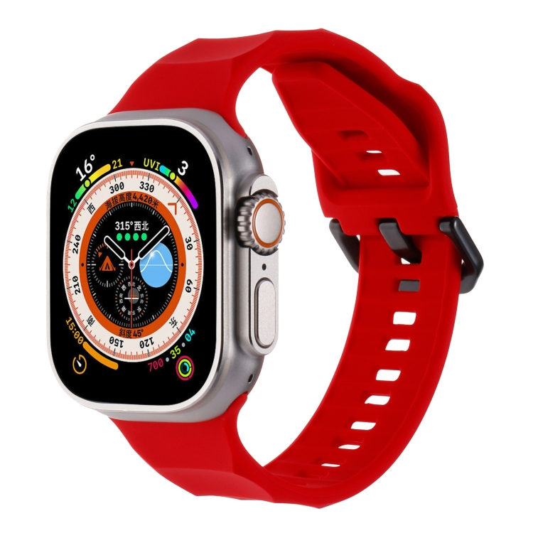 

For Apple Watch SE 2022 44mm Ripple Silicone Sports Watch Band(Red)