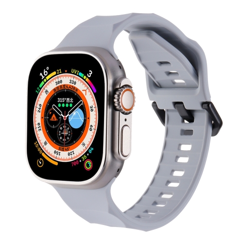 Apple Watch 7 45mm リップルシリコンスポーツウォッチバンド (ライトグレー)