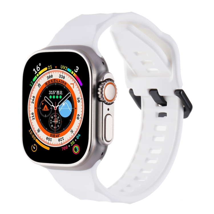 

For Apple Watch SE 44mm Ripple Silicone Sports Watch Band(White)