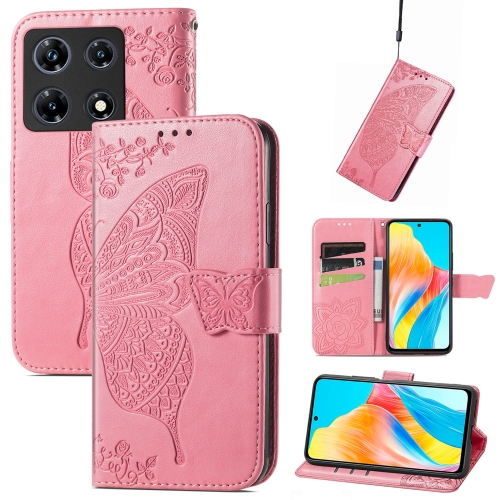 

For Tecno Note 30 Pro Butterfly Love Flower Embossed Leather Phone Case(Pink)