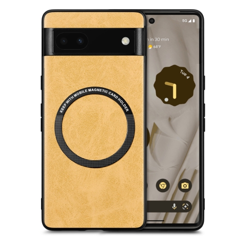 

For Google Pixel 6A Solid Color Leather Skin Back Cover Phone Case(Yellow)