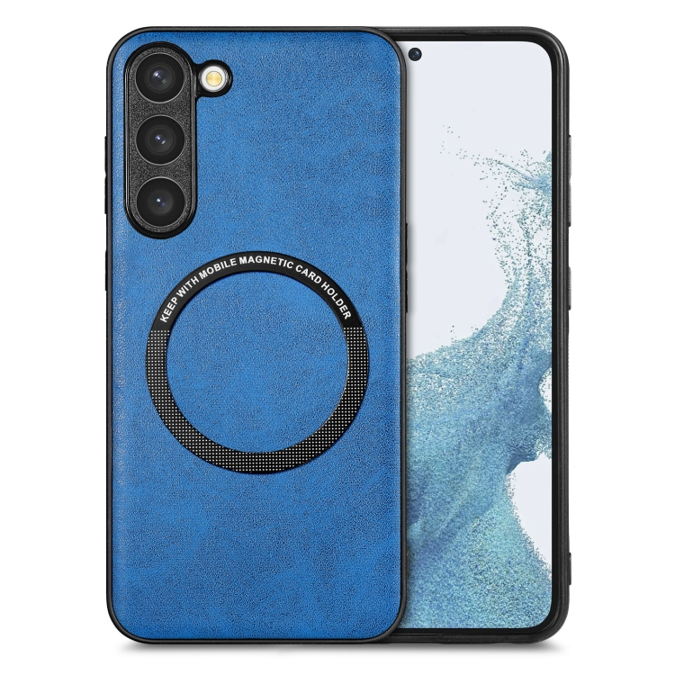 

For Samsung Galaxy S23+ 5G Solid Color Leather Skin Back Cover Phone Case(Blue)
