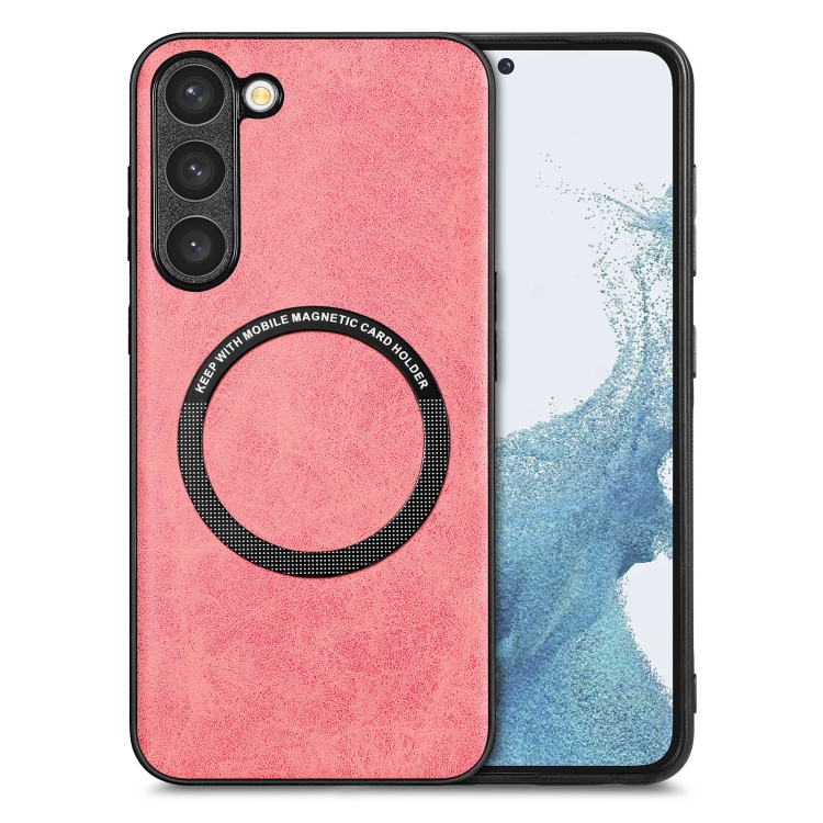 

For Samsung Galaxy S22 5G Solid Color Leather Skin Back Cover Phone Case(Pink)