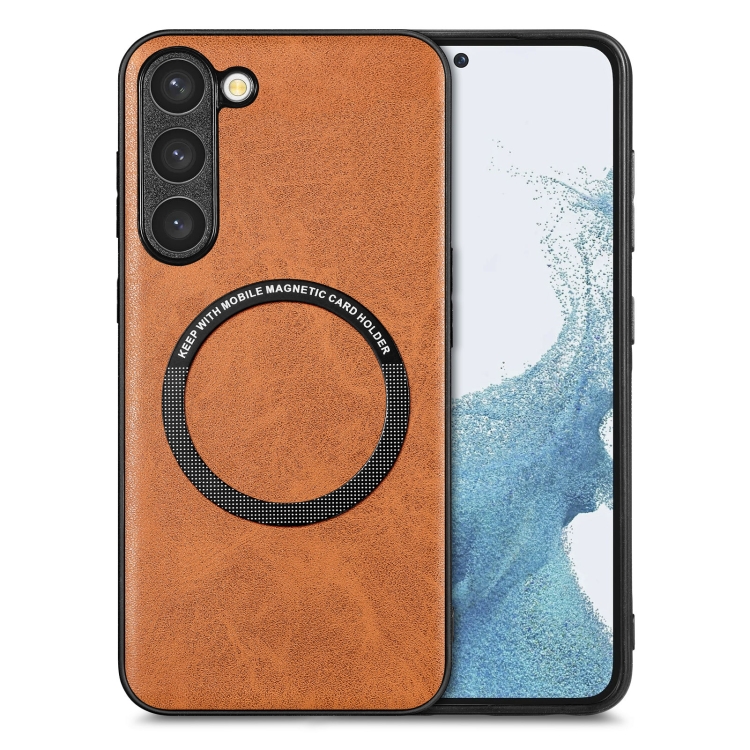 

For Samsung Galaxy S22+ 5G Solid Color Leather Skin Back Cover Phone Case(Brown)