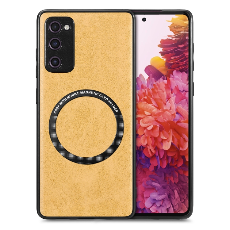 

For Samsung Galaxy S20 FE Solid Color Leather Skin Back Cover Phone Case(Yellow)