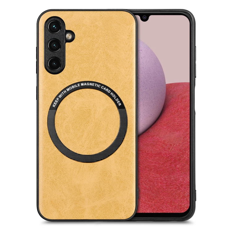 

For Samsung Galaxy A14 4G Solid Color Leather Skin Back Cover Phone Case(Yellow)