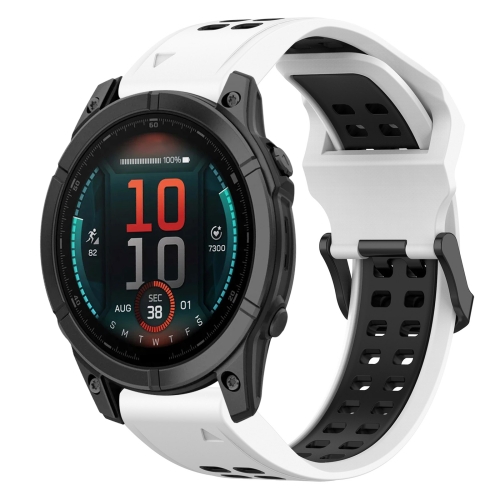 

For Garmin Fenix E 47mm Two Color Reverse Buckle 22mm Silicone Watch Band(White+Black)