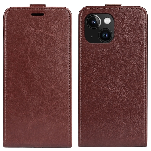 

For iPhone 15 R64 Texture Single Vertical Flip Leather Phone Case(Brown)