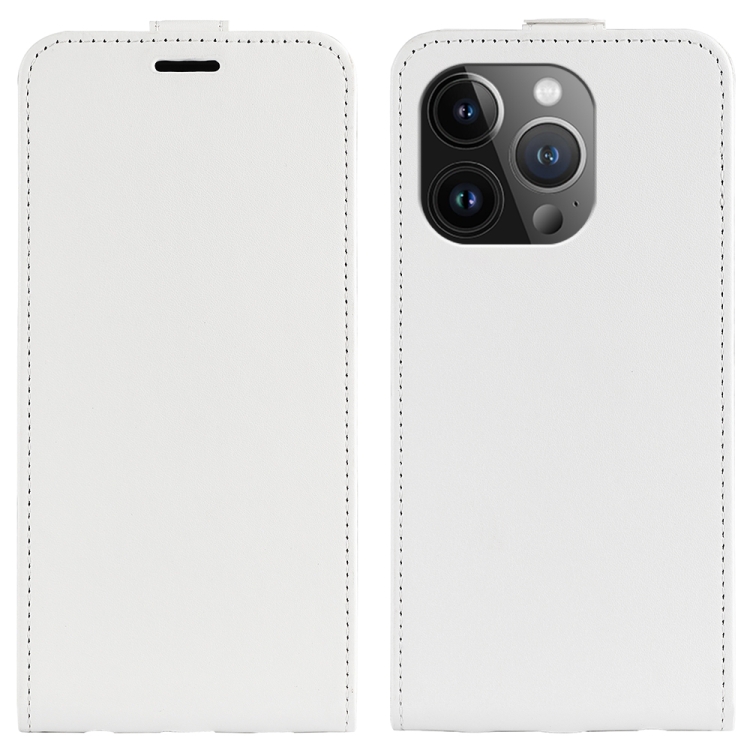 

For iPhone 15 Pro Max R64 Texture Single Vertical Flip Leather Phone Case(White)