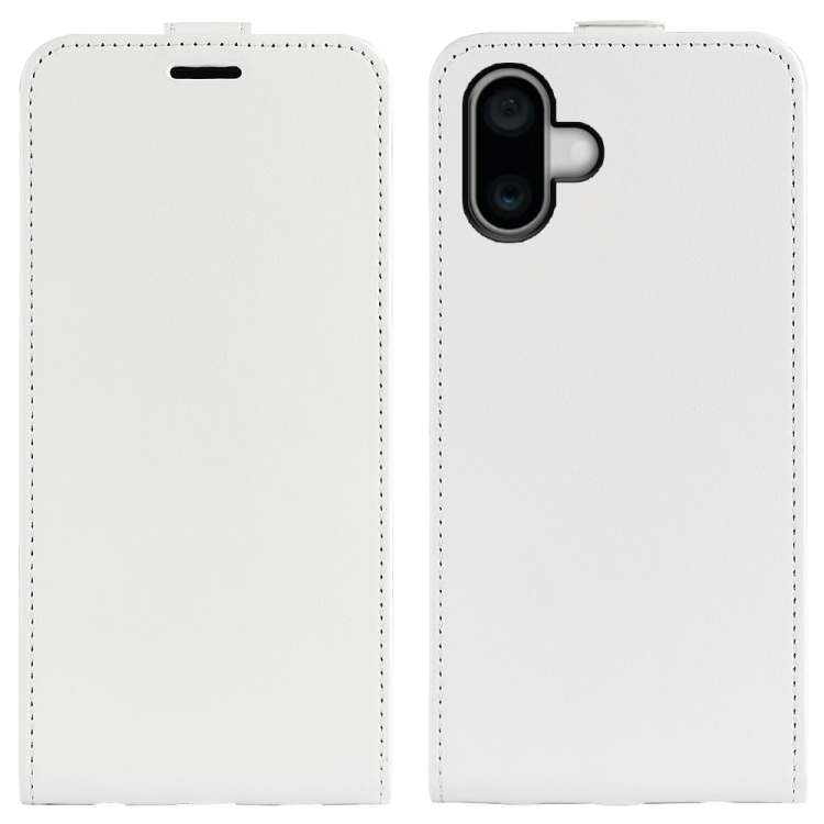 

For iPhone 16 R64 Texture Single Vertical Flip Leather Phone Case(White)