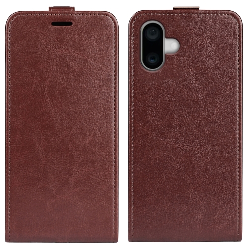 

For iPhone 16 R64 Texture Single Vertical Flip Leather Phone Case(Brown)