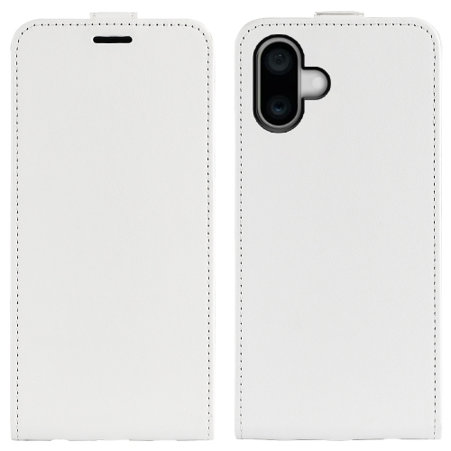 

For iPhone 16 Plus R64 Texture Single Vertical Flip Leather Phone Case(White)