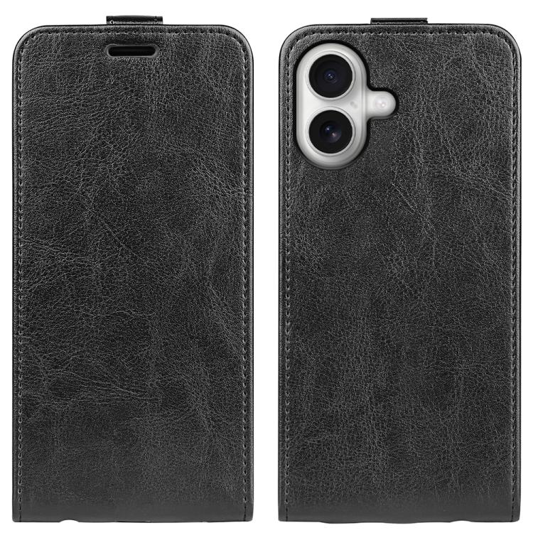 

For iPhone 17 R64 Texture Single Vertical Flip Leather Phone Case(Black)