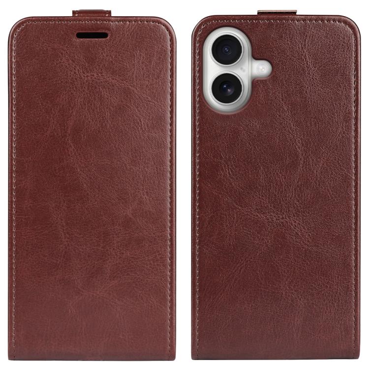 

For iPhone 17 R64 Texture Single Vertical Flip Leather Phone Case(Brown)