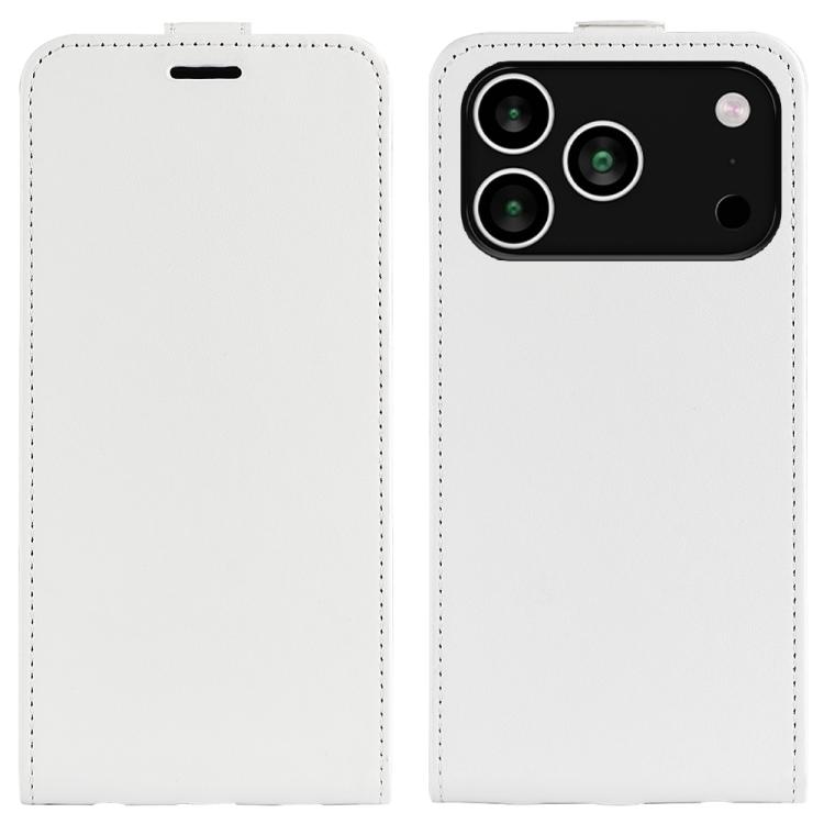 

For iPhone 17 Pro R64 Texture Single Vertical Flip Leather Phone Case(White)