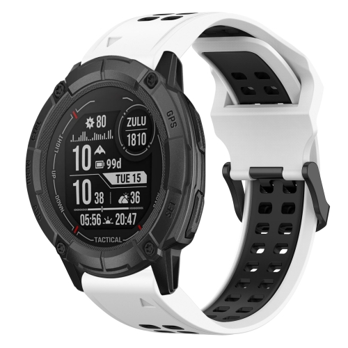 

For Garmin Instinct 2X Solar 26mm Two-Color Reverse Buckle Silicone Watch Band(White+Black)