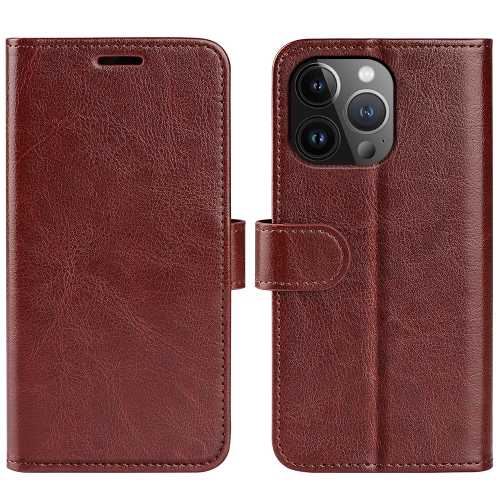 

For iPhone 15 Pro R64 Texture Horizontal Flip Leather Phone Case(Brown)