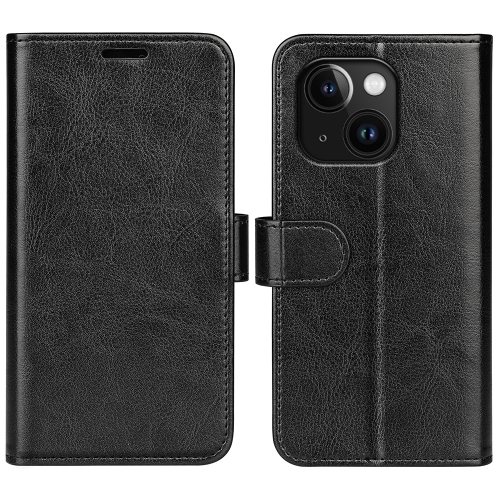 

For iPhone 15 Plus R64 Texture Horizontal Flip Leather Phone Case(Black)