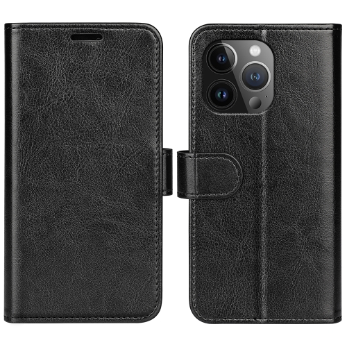 

For iPhone 15 Pro Max R64 Texture Horizontal Flip Leather Phone Case(Black)