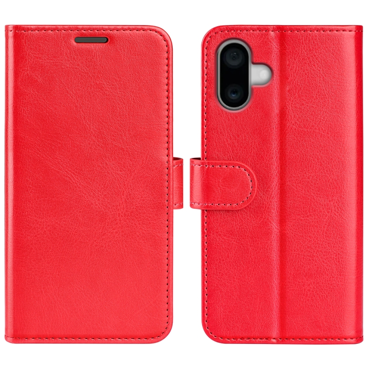 

For iPhone 16 R64 Texture Horizontal Flip Leather Phone Case(Red)