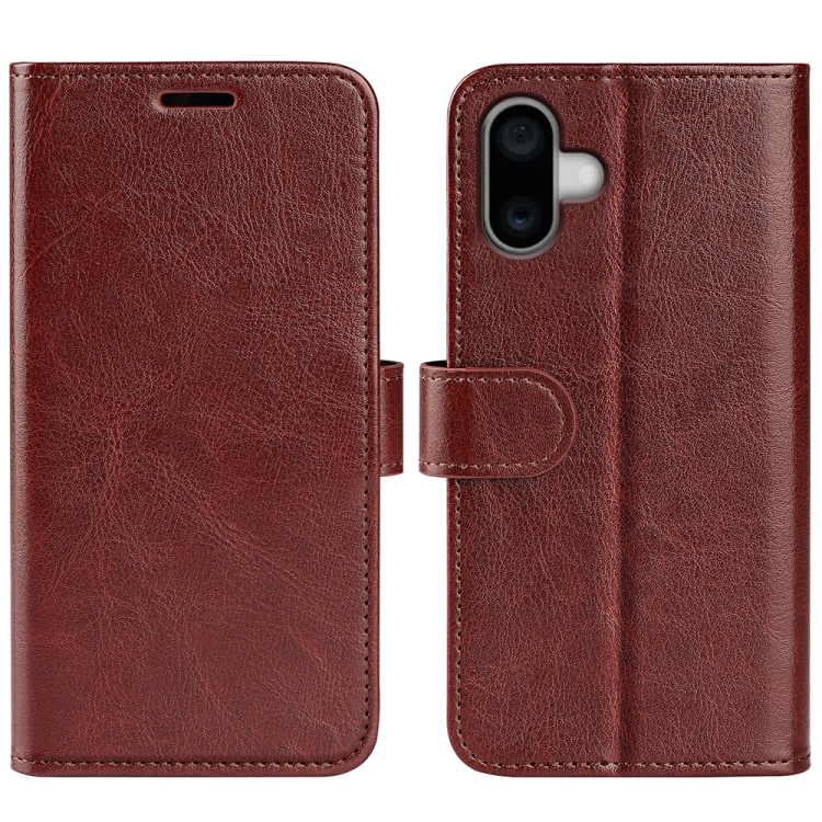 

For iPhone 16 R64 Texture Horizontal Flip Leather Phone Case(Brown)