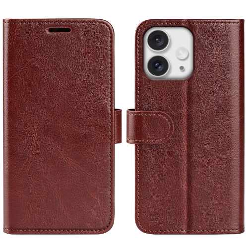 

For iPhone 16 Pro R64 Texture Horizontal Flip Leather Phone Case(Brown)