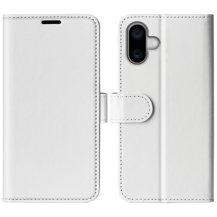 

For iPhone 16 Plus R64 Texture Horizontal Flip Leather Phone Case(White)