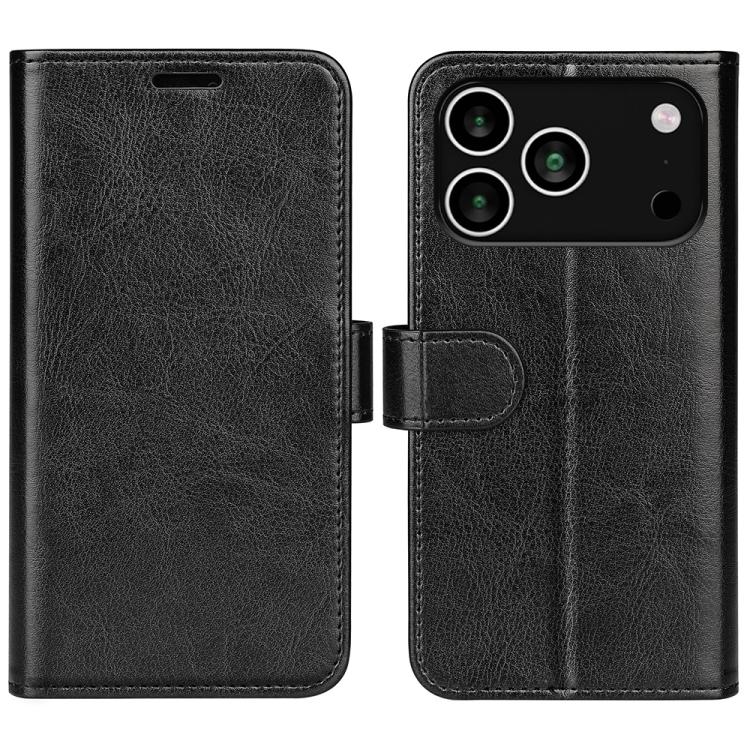 

For iPhone 17 Pro R64 Texture Horizontal Flip Leather Phone Case(Black)