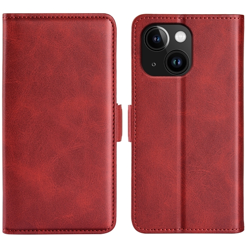 

For iPhone 15 Dual-side Magnetic Buckle Horizontal Flip Leather Phone Case(Red)