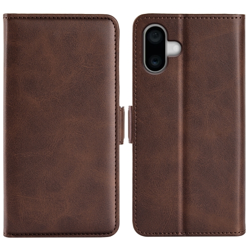 

For iPhone 16 Dual-side Magnetic Buckle Horizontal Flip Leather Phone Case(Brown)