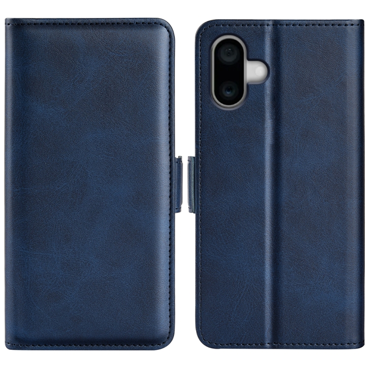 

For iPhone 16 Dual-side Magnetic Buckle Horizontal Flip Leather Phone Case(Dark Blue)