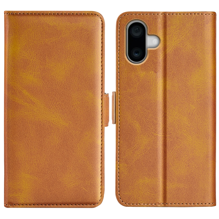

For iPhone 16 Plus Dual-side Magnetic Buckle Horizontal Flip Leather Phone Case(Yellow)