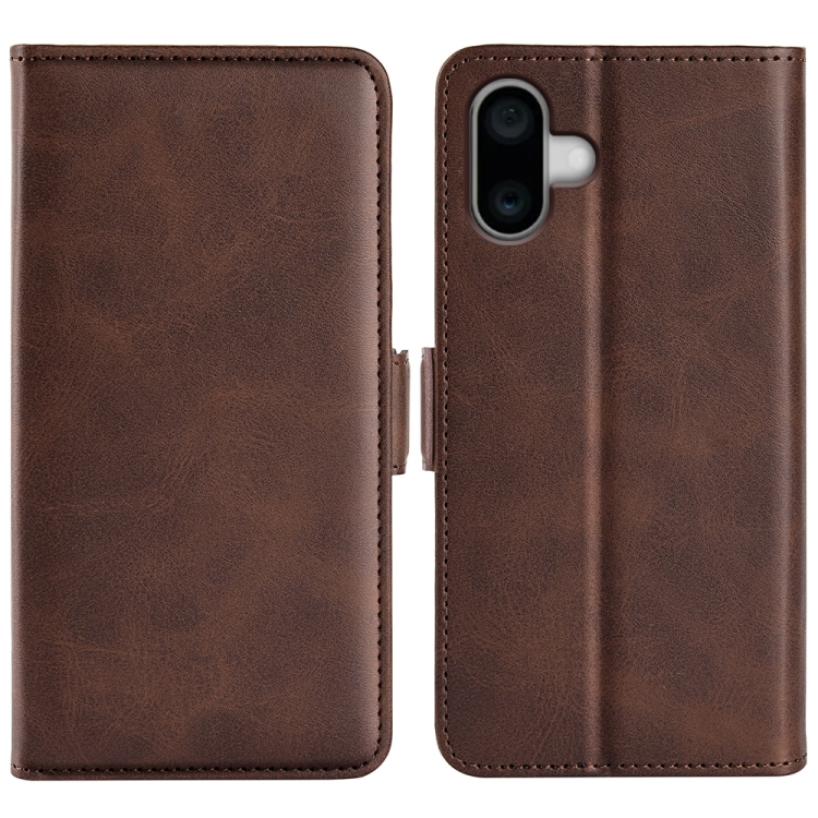 

For iPhone 16 Plus Dual-side Magnetic Buckle Horizontal Flip Leather Phone Case(Brown)