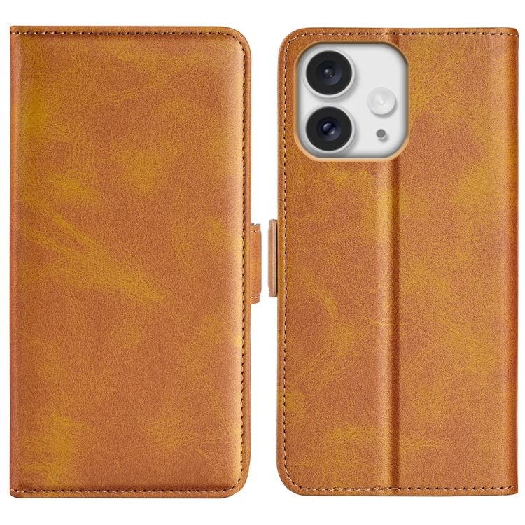

For iPhone 16 Pro Dual-side Magnetic Buckle Horizontal Flip Leather Phone Case(Yellow)