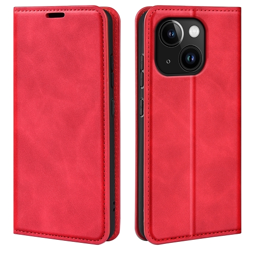 

For iPhone 15 Retro-skin Magnetic Suction Leather Phone Case(Red)