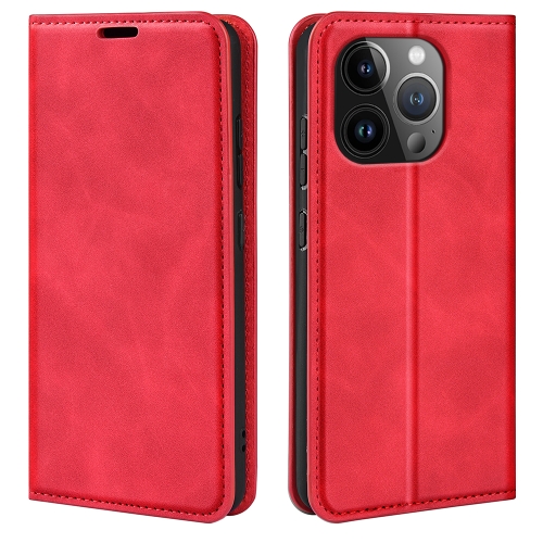 

For iPhone 15 Pro Retro-skin Magnetic Suction Leather Phone Case(Red)