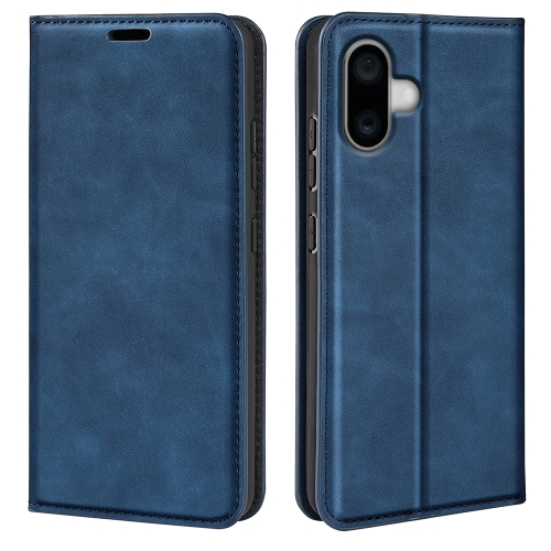 For iPhone 16 Retro-skin  Magnetic Suction Leather Phone Case(Dark Blue) relife rl 079a sucker lcd split screen strong suction vacuum adsorption high quality silicone used for disassembly phone tablet