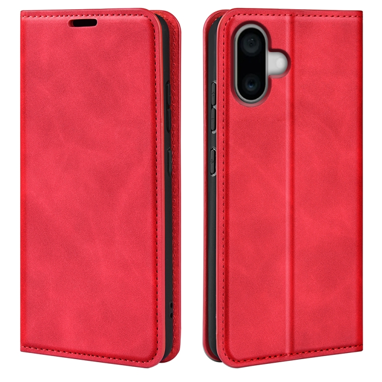 

For iPhone 16 Plus Retro-skin Magnetic Suction Leather Phone Case(Red)