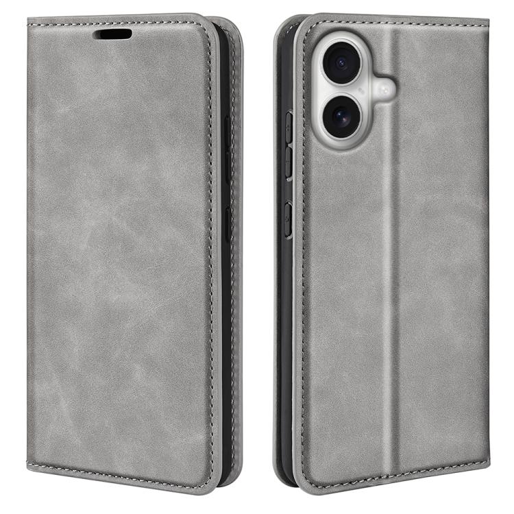 

For iPhone 17 Retro-skin Magnetic Suction Leather Phone Case(Grey)