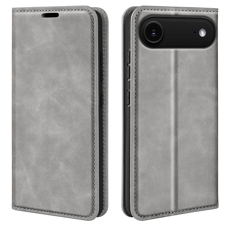 

For iPhone 17 Air Retro-skin Magnetic Suction Leather Phone Case(Grey)