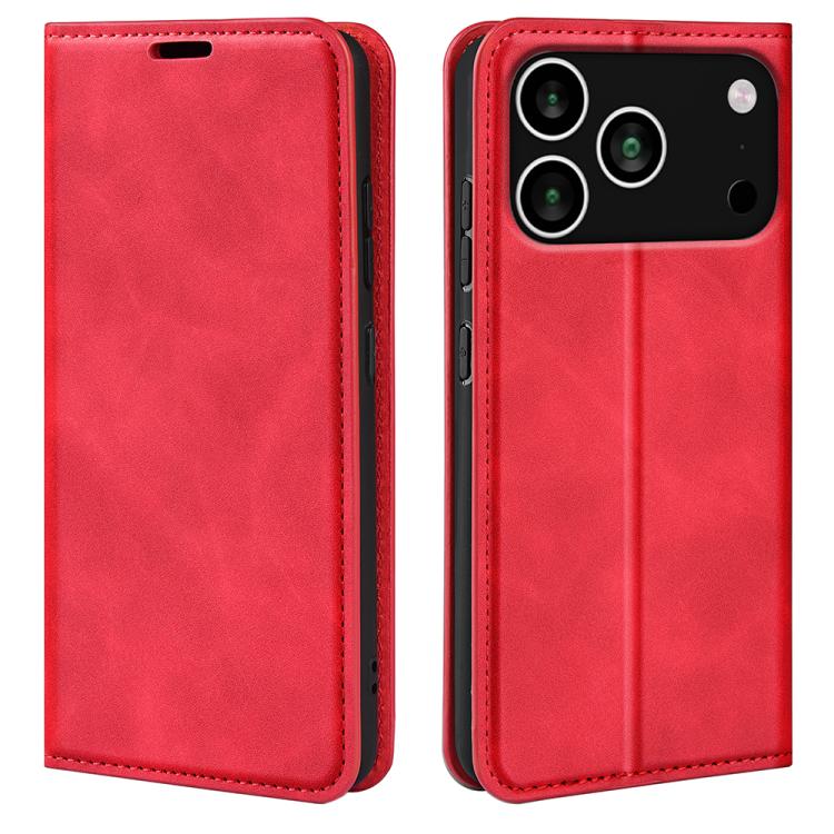

For iPhone 17 Pro Max Retro-skin Magnetic Suction Leather Phone Case(Red)