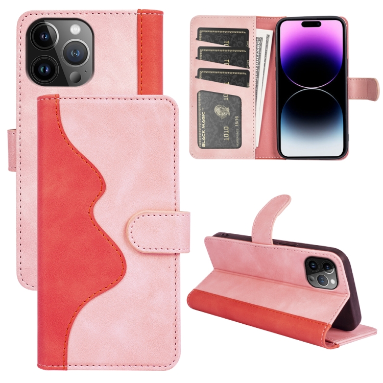 

For iPhone 15 Pro Stitching Horizontal Flip Leather Phone Case(Red)